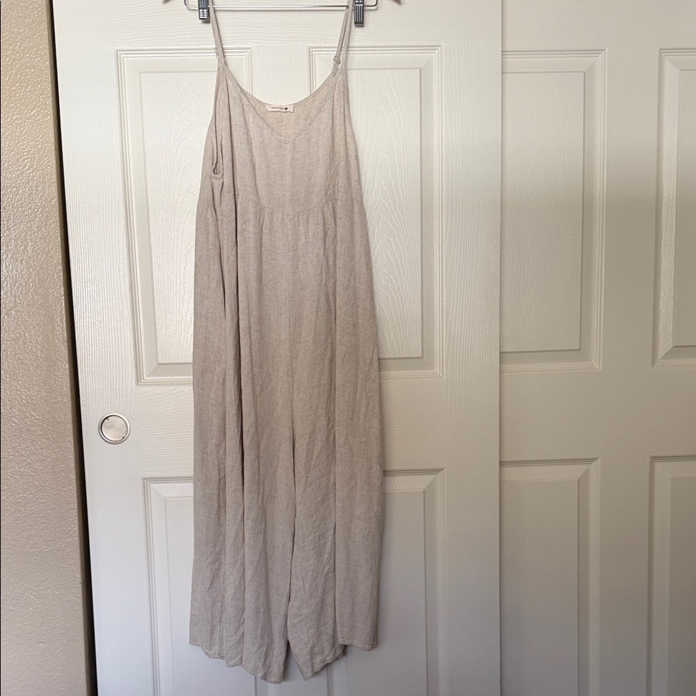 Lightweight Cream Wide-Leg Jumpsuit